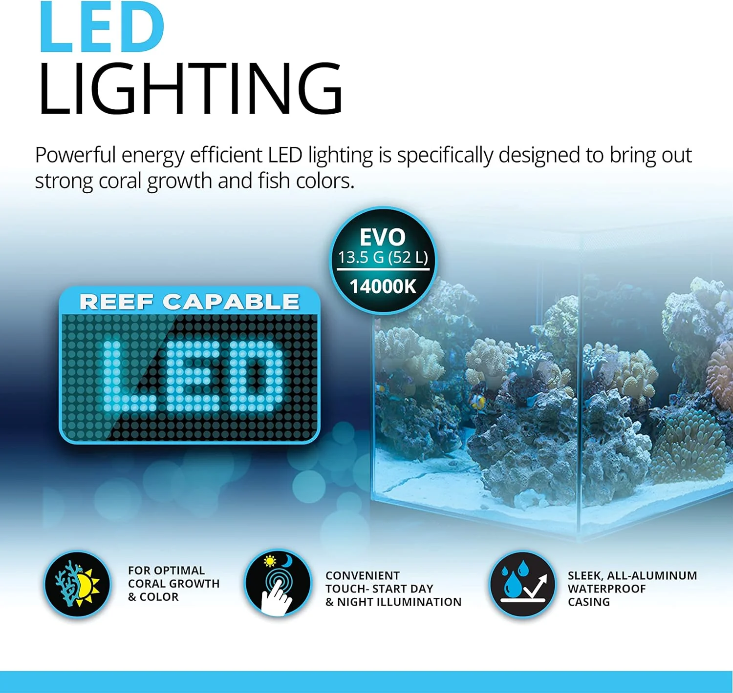 Fluval Sea Evo 52L Marine Saltwater Aquarium Kit with LED Lighting and Pump - Image 3