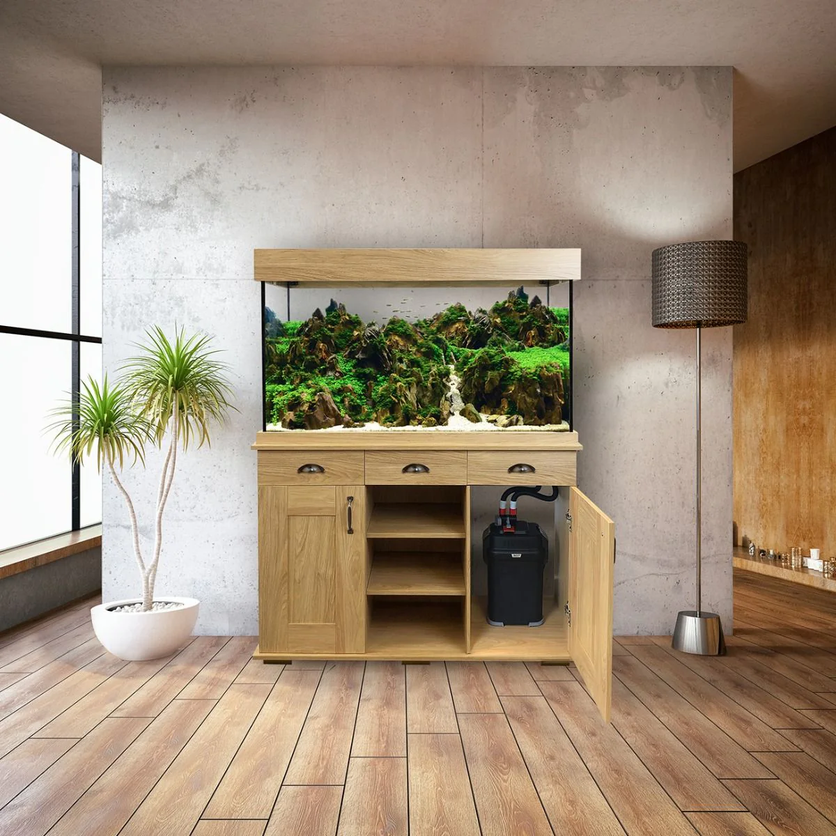 Fluval Shaker 345L Aquarium & Cabinet - Oak - Image 4